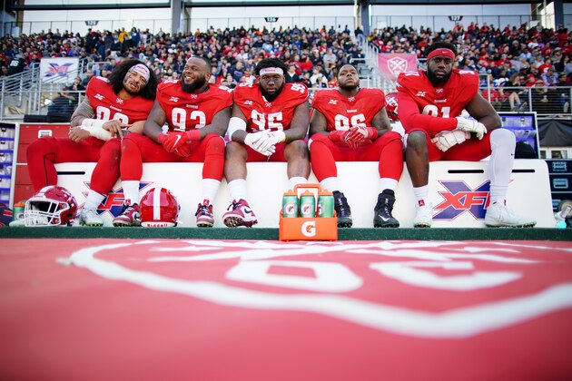 WASHINGTON, DC - MARCH 8: DC Defenders players pose for a photo during the XFL game against the St. Louis BattleHawks at Audi Field on March 8, 2020 in Washington, DC. (Photo by Shawn Hubbard/XFL via Getty Images)