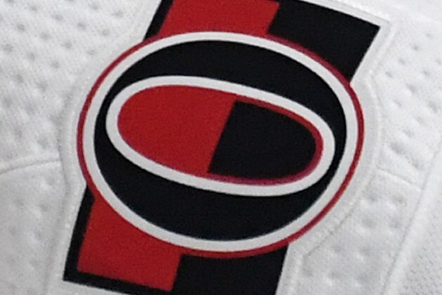 LAS VEGAS, NEVADA - OCTOBER 17:  Brady Tkachuk #7 of the Ottawa Senators wears a shoulder logo patch in the first period of a game against the Vegas Golden Knights at T-Mobile Arena on October 17, 2019 in Las Vegas, Nevada. The Golden Knights defeated the Senators 3-2 in a shootout.  (Photo by Ethan Miller/Getty Images)