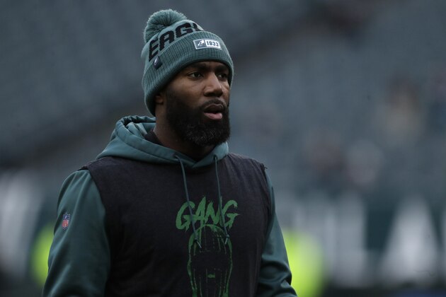 Philadelphia Eagles strong safety Malcolm Jenkins works out prior to an NFL wild-card playoff football game against the Seattle Seahawks, Sunday, Jan. 5, 2020, in Philadelphia. The Seahawks won 17-9. (AP Photo/Julio Cortez)