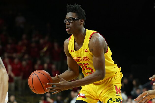 PISCATAWAY, NJ - MARCH 03: Jalen Smith #25 of the Maryland Terrapins in action against the Rutgers Scarlet Knights during a college basketball game at Rutgers Athletic Center on March 3, 2020 in Piscataway, New Jersey. Rutgers defeated Maryland 78-67. (Photo by Rich Schultz/Getty Images)