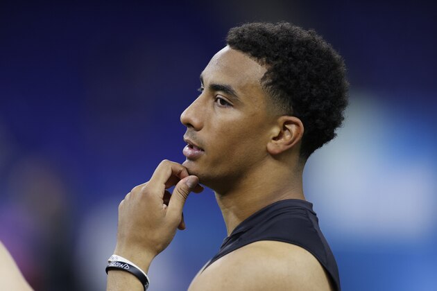 INDIANAPOLIS, IN - FEBRUARY 27: Quarterback Jordan Love of Utah State looks on during the NFL Scouting Combine at Lucas Oil Stadium on February 27, 2020 in Indianapolis, Indiana. (Photo by Joe Robbins/Getty Images)