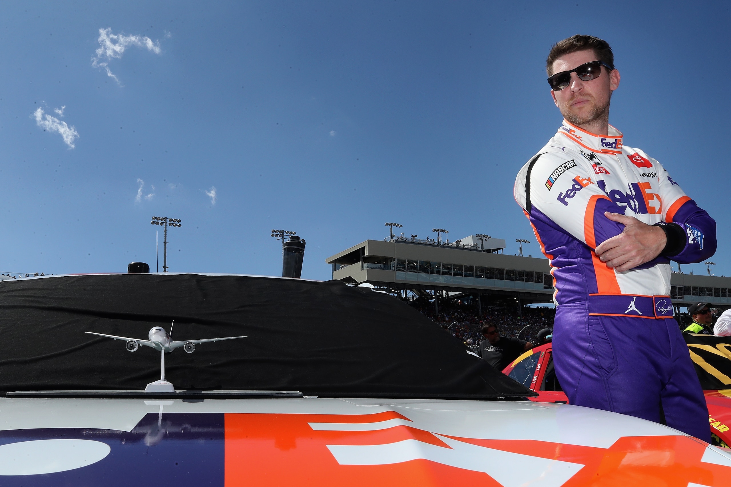 AVONDALE, ARIZONA - MARCH 08: Denny Hamlin, driver of the #11 FedEx Freight Toyota, stands on the grid before the NASCAR Cup Series FanShield 500 at Phoenix Raceway on March 08, 2020 in Avondale, Arizona. (Photo by Christian Petersen/Getty Images) AVONDALE, ARIZONA - MARCH 08: Denny Hamlin, driver of the #11 FedEx Freight Toyota, stands on the grid before the NASCAR Cup Series FanShield 500 at Phoenix Raceway on March 08, 2020 in Avondale, Arizona. (Photo by Christian Petersen/Getty Images)