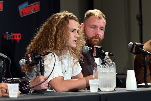 NEW YORK, NEW YORK - OCTOBER 04: (L-R) Jack Perry aka Jungle Boy and Jon Moxley attend the All Elite Wrestling panel during 2019 New York Comic Con at Jacob Javits Center on October 04, 2019 in New York City. (Photo by Noam Galai/Getty Images for WarnerMedia Company)