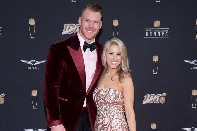 MIAMI, FLORIDA - FEBRUARY 01: (L-R) Kyle Rudolph and Jordan Nine attend the 9th Annual NFL Honors at Adrienne Arsht Center on February 01, 2020 in Miami, Florida. (Photo by Jason Kempin/Getty Images)
