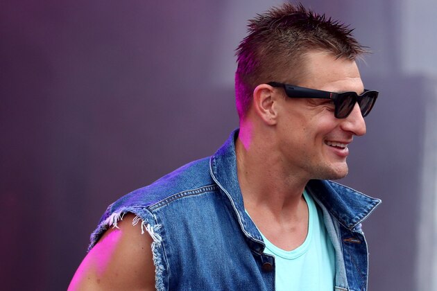 MIAMI, FLORIDA - FEBRUARY 01: Rob Gronkowski is seen on stage during