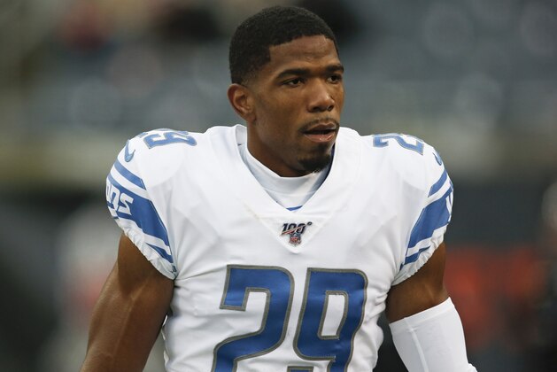 CHICAGO, ILLINOIS - NOVEMBER 10: Rashaan Melvin #29 of the Detroit Lions warms up prior to a game against the Chicago Bears at Soldier Field on November 10, 2019 in Chicago, Illinois. (Photo by Nuccio DiNuzzo/Getty Images)