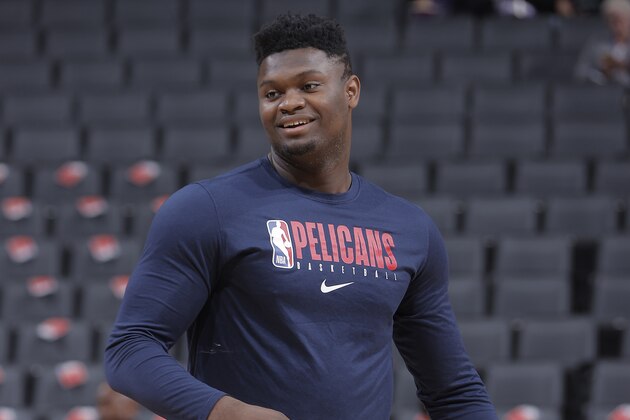 SACRAMENTO, CA - MARCH 12: Zion Williamson #1 of the New Orleans Pelicans warms up prior to the game against the Sacramento Kings on March 12, 2020 at Golden 1 Center in Sacramento, California. NOTE TO USER: User expressly acknowledges and agrees that, by downloading and or using this photograph, User is consenting to the terms and conditions of the Getty Images Agreement. Mandatory Copyright Notice: Copyright 2020 NBAE (Photo by Rocky Widner/NBAE via Getty Images)
