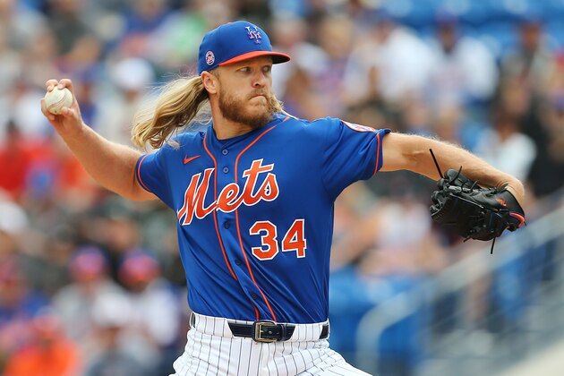 PORT ST. LUCIE, FL - MARCH 08: Noah Syndergaard #34 of the New York Mets in action against the Houston Astros during a spring training baseball game at Clover Park on March 8, 2020 in Port St. Lucie, Florida. The Mets defeated the Astros 3-1. (Photo by Rich Schultz/Getty Images)