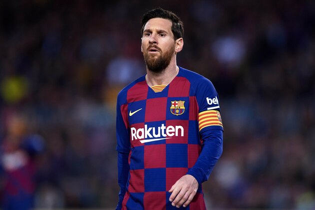 BARCELONA, SPAIN - MARCH 07: Lionel Messi of FC Barcelona looks on during the Liga match between FC Barcelona and Real Sociedad at Camp Nou on March 07, 2020 in Barcelona, Spain. (Photo by Alex Caparros/Getty Images)