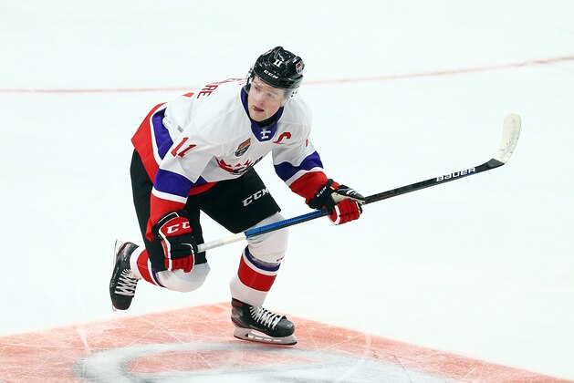 HAMILTON, ON - JANUARY 16:  Alexis Lafreniere #11 of Team White skates during the 2020 CHL/NHL Top Prospects Game against Team Red at FirstOntario Centre on January 16, 2020 in Hamilton, Canada.  (Photo by Vaughn Ridley/Getty Images)