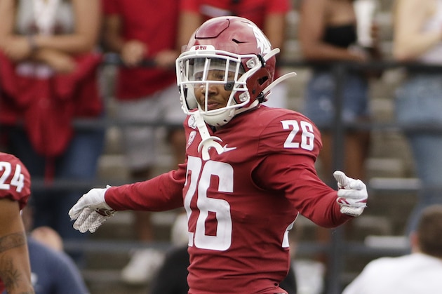 Washington State safety Bryce Beekman (26) stands on the field during the second half of an NCAA college football game against Northern Colorado in Pullman, Wash., Saturday, Sept. 7, 2019. (AP Photo/Young Kwak)