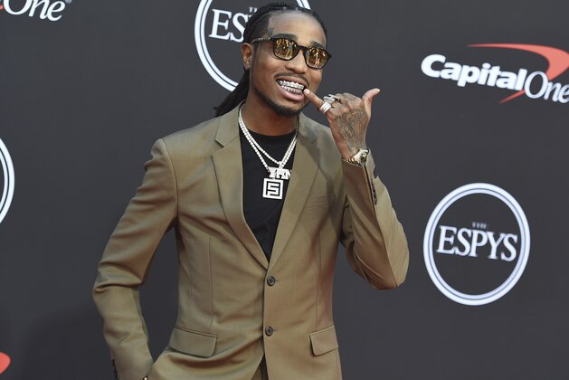 Quavo, of Migos, arrives at the ESPY Awards on Wednesday, July 10, 2019, at the Microsoft Theater in Los Angeles. (Photo by Jordan Strauss/Invision/AP)