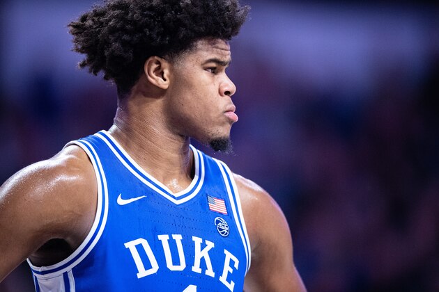 WINSTON-SALEM, NORTH CAROLINA - FEBRUARY 25: Vernon Carey Jr. #1 of the Duke Blue Devils during the first half during their game against the Wake Forest Demon Deacons at LJVM Coliseum Complex on February 25, 2020 in Winston-Salem, North Carolina. (Photo by Jacob Kupferman/Getty Images) WINSTON-SALEM, NORTH CAROLINA - FEBRUARY 25: Vernon Carey Jr. #1 of the Duke Blue Devils during the first half during their game against the Wake Forest Demon Deacons at LJVM Coliseum Complex on February 25, 2020 in Winston-Salem, North Carolina. (Photo by Jacob Kupferman/Getty Images)