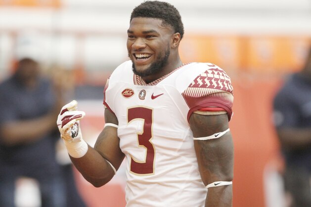 Florida State's Cam Akers before an NCAA college football game against Syracuse in Syracuse, N.Y., Saturday, Sept. 15, 2018. (AP Photo/Nick Lisi)