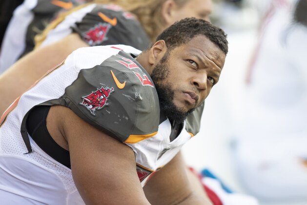 SEATTLE, WA - NOVEMBER 3: Defensive lineman Ndamukong Suh #93 of the Tampa Bay Buccaneers is pictured during a game against the Seattle Seahawks  at CenturyLink Field on November 3, 2019 in Seattle, Washington. The Seahawks won 40-34 in overtime. (Photo by Stephen Brashear/Getty Images)