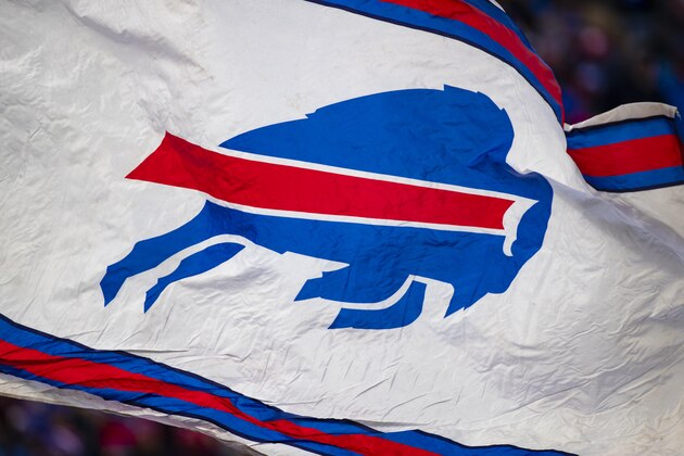 ORCHARD PARK, NY - NOVEMBER 03:  Detail view of Buffalo Bills logo on a flag before the game against the Washington Redskins at New Era Field on November 3, 2019 in Orchard Park, New York. Buffalo defeats Washington 24-9.  (Photo by Brett Carlsen/Getty Images)