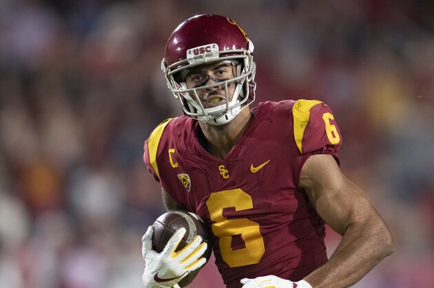 Southern California wide receiver Michael Pittman Jr. during an NCAA football game against Utah on Friday, Sept. 20, 2019 in Los Angeles. (AP Photo/Kyusung Gong)