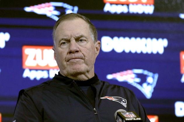 New England Patriots head coach Bill Belichick speaks to the media following an NFL football game against the Miami Dolphins, Sunday, Dec. 29, 2019, in Foxborough, Mass. (AP Photo/Elise Amendola)
