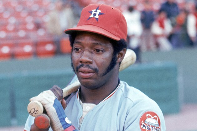 JUNE - 1973: Jimmy Wynn of the Houston Astros poses for a portrait prior to a game in June of 1973. (Photo by Michael Zagaris/MLB Photos via Getty Images) JUNE - 1973: Jimmy Wynn of the Houston Astros poses for a portrait prior to a game in June of 1973. (Photo by Michael Zagaris/MLB Photos via Getty Images)