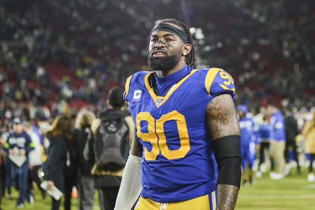 LOS ANGELES, CALIFORNIA - DECEMBER 08: Defensive end Michael Brockers #90 of the Los Angeles Rams leaves the field after defeating the Seattle Seahawks at Los Angeles Memorial Coliseum on December 08, 2019 in Los Angeles, California. (Photo by Meg Oliphant/Getty Images)