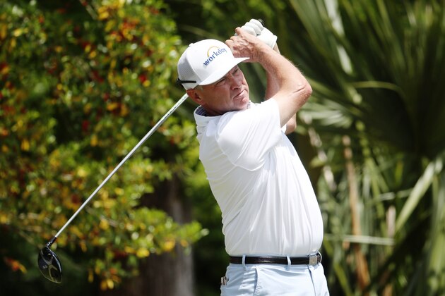 AVONDALE, LOUISIANA - APRIL 26: Davis Love III plays his shot from the 11th tee during the second round of the Zurich Classic at TPC Louisiana on April 26, 2019 in Avondale, Louisiana. (Photo by Chris Graythen/Getty Images)