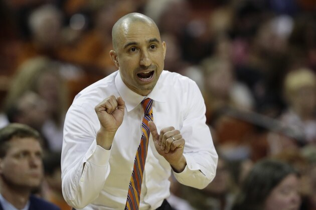 Texas head coach Shaka Smart signals to his players during the second half of an NCAA college basketball game against Texas Tech, Saturday, Feb. 8, 2020, in Austin, Texas. Texas Tech won 62-57. (AP Photo/Eric Gay)