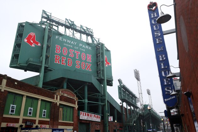 BOSTON, MASSACHUSETTS - MARCH 19: A view outside of Fenway Park on March 19, 2020 in Boston, Massachusetts. The NBA, NHL, NCAA and MLB have all announced cancellations or postponements of events because of the COVID-19.  (Photo by Maddie Meyer/Getty Images)