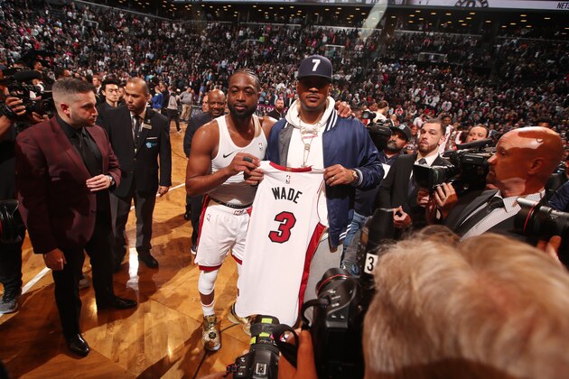 BROOKLYN, NY - APRIL 10: Dwyane Wade #3 of the Miami Heat and Carmelo Anthony pose for a photo after a game between the Miami Heat and the Brooklyn Nets on April 10, 2019 at Barclays Center in Brooklyn, New York. NOTE TO USER: User expressly acknowledges and agrees that, by downloading and or using this Photograph, user is consenting to the terms and conditions of the Getty Images License Agreement. Mandatory Copyright Notice: Copyright 2019 NBAE (Photo by Issac Baldizon/NBAE via Getty Images) BROOKLYN, NY - APRIL 10: Dwyane Wade #3 of the Miami Heat and Carmelo Anthony pose for a photo after a game between the Miami Heat and the Brooklyn Nets on April 10, 2019 at Barclays Center in Brooklyn, New York. NOTE TO USER: User expressly acknowledges and agrees that, by downloading and or using this Photograph, user is consenting to the terms and conditions of the Getty Images License Agreement. Mandatory Copyright Notice: Copyright 2019 NBAE (Photo by Issac Baldizon/NBAE via Getty Images)