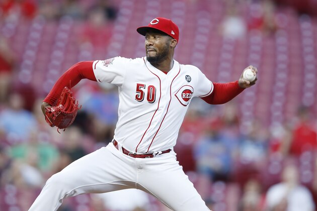 CINCINNATI, OH - SEPTEMBER 03: Amir Garrett #50 of the Cincinnati Reds pitches in the third inning against the Philadelphia Phillies at Great American Ball Park on September 3, 2019 in Cincinnati, Ohio. (Photo by Joe Robbins/Getty Images)