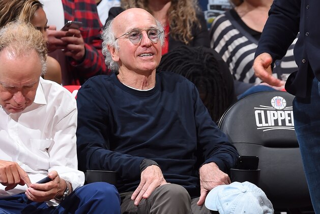 LOS ANGELES, CA - APRIL 26: Comedian, Larry David is seen at the game between the Golden State Warriors and the LA Clippers during Game Six of Round One of the 2019 NBA Playoffs on April 26, 2019 at STAPLES Center in Los Angeles, California. NOTE TO USER: User expressly acknowledges and agrees that, by downloading and/or using this photograph, user is consenting to the terms and conditions of the Getty Images License Agreement. Mandatory Copyright Notice: Copyright 2019 NBAE (Photo by Andrew D. Bernstein/NBAE via Getty Images)