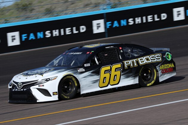 AVONDALE, ARIZONA - MARCH 06: Timmy Hill, driver of the #66 PIT BOSS GRILLS Toyota, practice during practice for the NASCAR Cup Series FanShield 500 at Phoenix Raceway on March 06, 2020 in Avondale, Arizona. (Photo by Chris Graythen/Getty Images)