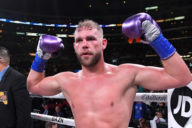 LOS ANGELES, CA - NOVEMBER 09: Billy Joe Saunders in the ring after defeating Marceleo Coceres in their WBO World Super-Middleweight Championship fight at Staples Center on November 9, 2019 in Los Angeles, California.  (Photo by Jayne Kamin-Oncea/Getty Images)