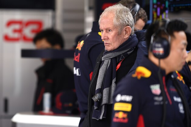 BARCELONA, SPAIN - FEBRUARY 27: Red Bull Racing Team Consultant Dr Helmut Marko looks on in the garage during Day Two of F1 Winter Testing at Circuit de Barcelona-Catalunya on February 27, 2020 in Barcelona, Spain. (Photo by Rudy Carezzevoli/Getty Images)