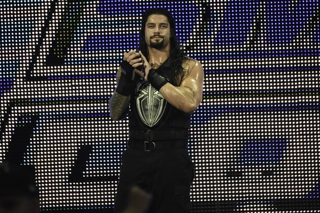 MIAMI, FL- SEPTEMBER 01: Roman Reigns looks on during the WWE Smackdown on September 1, 2015 at the American Airlines Arena in Miami, Florida.  (Photo by Ron ElkmanSports Imagery/Getty Images)