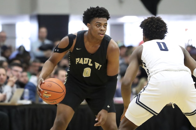 Paul VI Trevor Keels #0 in action against Sierra Canyon during a high school basketball game at the Hoophall Classic, Monday, January 20, 2020, in Springfield, MA. DeMatha won the game. Paul VI won the game. (AP Photo/Gregory Payan)