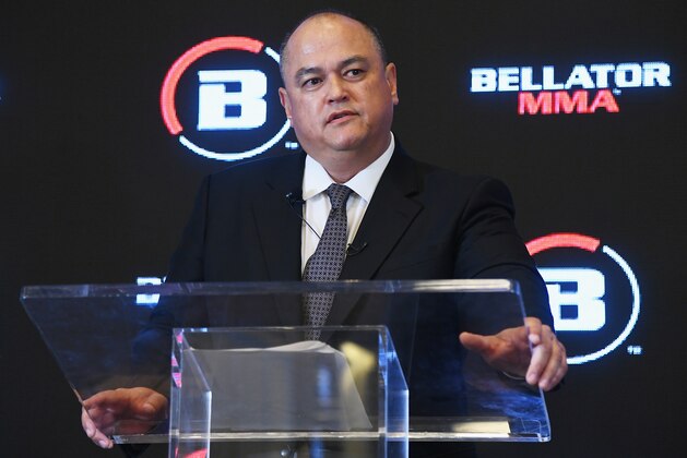NEW YORK, NY - JUNE 26:  President of Bellator Scott Coker speaks onstage during the Bellator-DAZN announcement press conference on June 26, 2018 at Viacom in New York City.  (Photo by Dave Kotinsky/Getty Images for Bellator MMA)