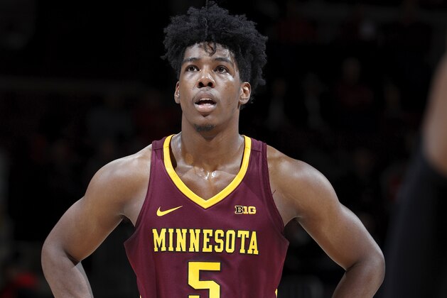 COLUMBUS, OH - JANUARY 23: Marcus Carr #5 of the Minnesota Golden Gophers looks on against the Ohio State Buckeyes during a game at Value City Arena on January 23, 2020 in Columbus, Ohio. Minnesota defeated Ohio State 62-59 (Photo by Joe Robbins/Getty Images)