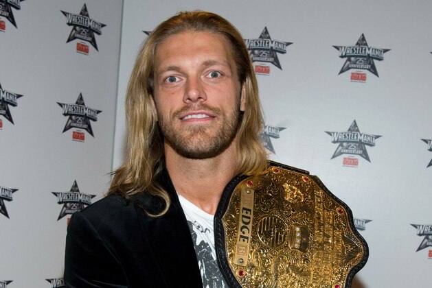 Wrestler Edge attends the 25th Anniversary of WrestleMania press conference at the Hard Rock Cafe, Tuesday, March 31, 2009, in New York. (AP Photo/Charles Sykes)