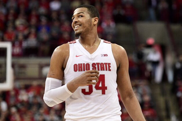 COLUMBUS, OHIO - FEBRUARY 15: Kaleb Wesson #34 of the Ohio State Buckeyes smiles during their game against the Purdue Boilermakers at Value City Arena on February 15, 2020 in Columbus, Ohio. (Photo by Emilee Chinn/Getty Images)