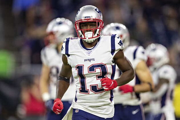 HOUSTON, TX - DECEMBER 1:  Phillip Dorsett II #13 of the New England Patriots jogs off the field in the second half of a game against the Houston Texans at NRG Stadium on December 1, 2019 in Houston, Texas.  The Texans defeated the Patriots 28-22.  (Photo by Wesley Hitt/Getty Images)