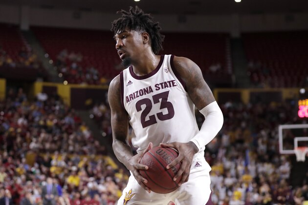 Arizona State forward Romello White (23) against Washington State during the second half of an NCAA college basketball game Saturday, March 7, 2020, in Tempe, Ariz. (AP Photo/Matt York)