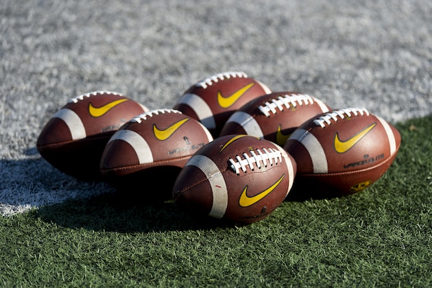 University of Missouri footballs sit on the field before the start of an NCAA college football game against Southeast Missouri State Saturday, Sept. 14, 2019, in Columbia, Mo. (AP Photo/L.G. Patterson)