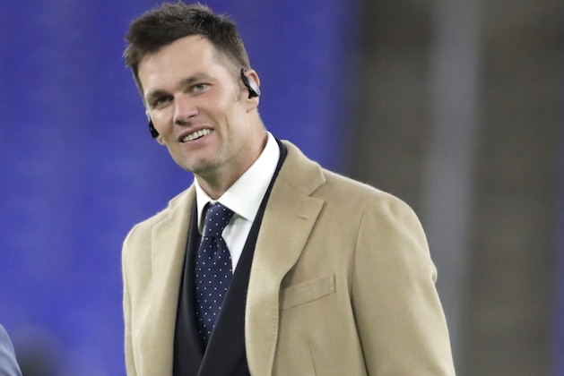 New England Patriots quarterback Tom Brady walks on the field at M&T Bank Stadium prior to an NFL football game against the Baltimore Ravens, Sunday, Nov. 3, 2019, in Baltimore. (AP Photo/Julio Cortez)