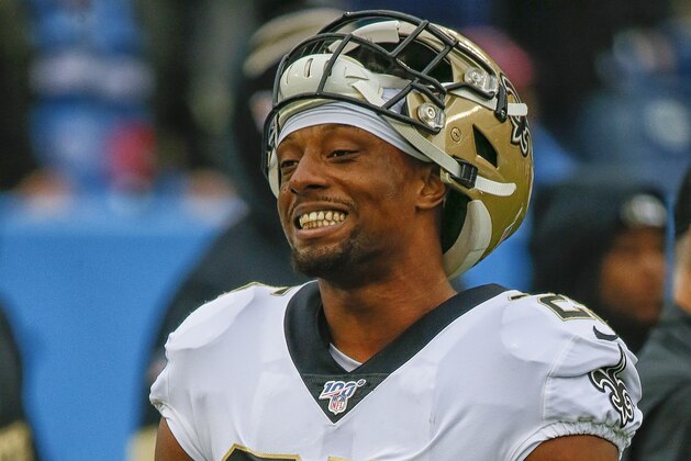 NASHVILLE, TENNESSEE - DECEMBER 22:  Eli Apple #25 of the New Orleans Saints watches from the sideline during a game against the Tennessee Titans at Nissan Stadium on December 22, 2019 in Nashville, Tennessee. (Photo by Frederick Breedon/Getty Images)