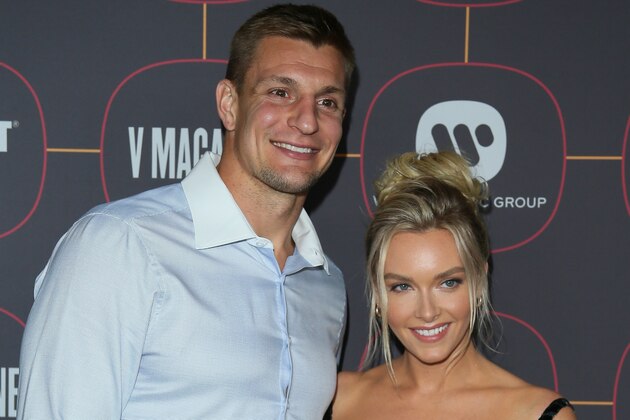 HOLLYWOOD, CALIFORNIA - JANUARY 23:   Rob Gronkowski and Camille Kostek attend the Warner Music Group Pre-Grammy Party at Hollywood Athletic Club on January 23, 2020 in Hollywood, California.  (Photo by Jean Baptiste Lacroix/Getty Images)
