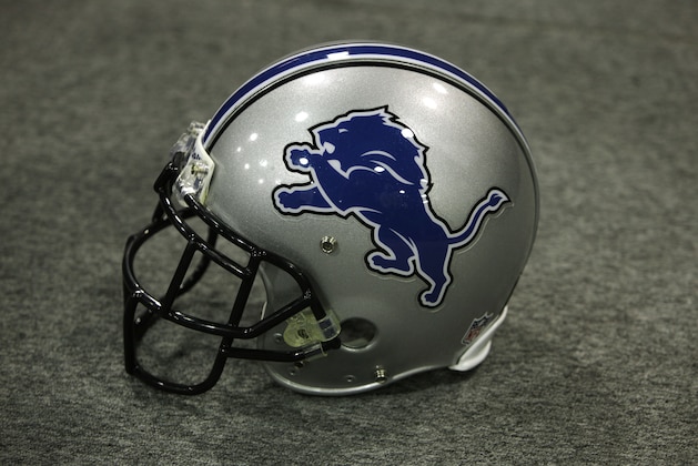 A Detroit Lions helmet is shown with the new team logo in Madison Heights, Mich., Monday April 20, 2009. The team’s comprehensive new brand includes a new logo, new uniforms and other branding elements. (AP Photo/Paul Sancya)