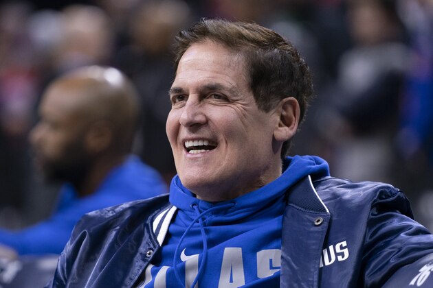 PHILADELPHIA, PA - DECEMBER 20: Owner Mark Cuban of the Dallas Mavericks reacts prior to the game against the Philadelphia 76ers at the Wells Fargo Center on December 20, 2019 in Philadelphia, Pennsylvania. NOTE TO USER: User expressly acknowledges and agrees that, by downloading and/or using this photograph, user is consenting to the terms and conditions of the Getty Images License Agreement. (Photo by Mitchell Leff/Getty Images)