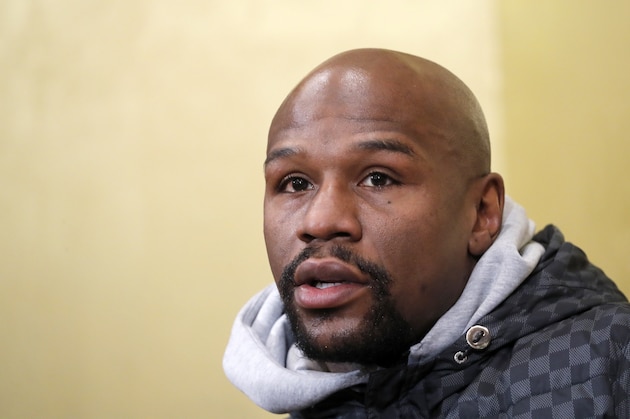 Floyd Mayweather Jr. speaks during a news conference in Tokyo Saturday, Dec. 29, 2018. Mayweather is scheduled to fight Japanese kickboxer Tenshin Nasukawa in a three-round exhibition match in Japan on New Year's Eve. (AP Photo/Eugene Hoshiko)