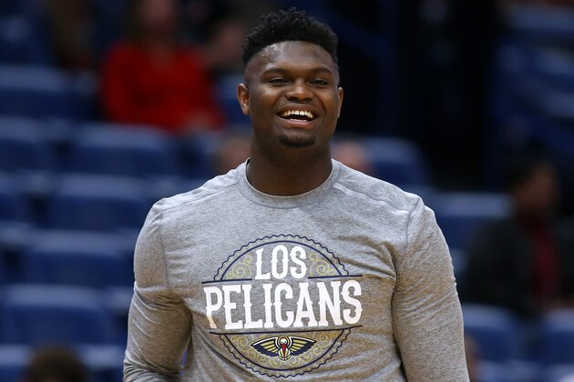 NEW ORLEANS, LOUISIANA - MARCH 06: Zion Williamson #1 of the New Orleans Pelicans reacts against the Miami Heat during a game at the Smoothie King Center on March 06, 2020 in New Orleans, Louisiana. NOTE TO USER: User expressly acknowledges and agrees that, by downloading and or using this Photograph, user is consenting to the terms and conditions of the Getty Images License Agreement. (Photo by Jonathan Bachman/Getty Images)