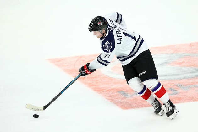 HAMILTON, ON - JANUARY 16:  Alexis Lafreniere #11 of Team White skates during warm up for the 2020 CHL/NHL Top Prospects Game against Team Red at FirstOntario Centre on January 16, 2020 in Hamilton, Canada.  (Photo by Vaughn Ridley/Getty Images)